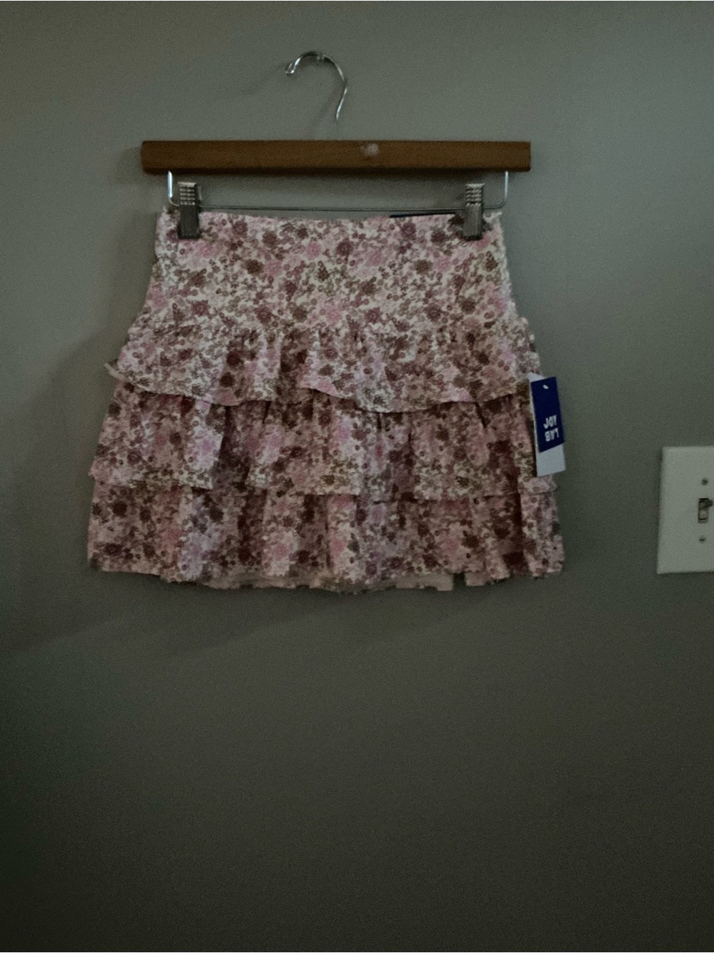 Women’s High Rise Floral Ruffle Mini Skort   Pink /Brown.  S - Picture 10 of 10